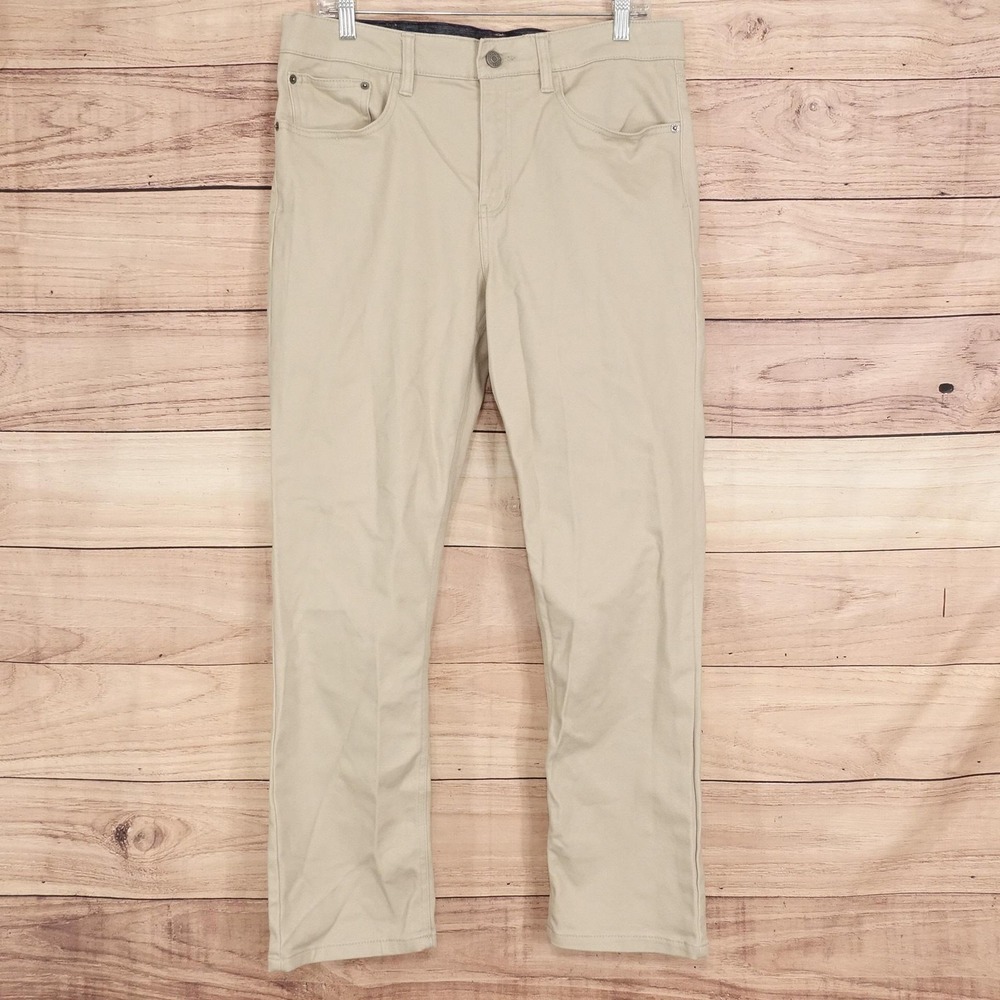 IZOD Jeans Khaki Pants Mens 34x30 Beige Regular Fit Stretch 5 Pocket Casual